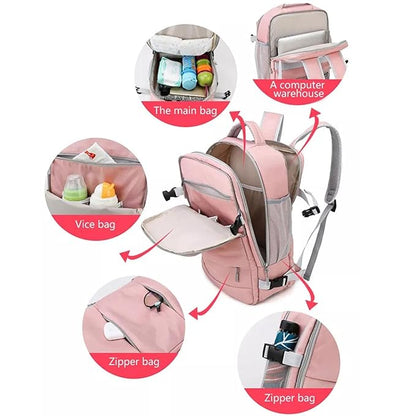 Travel Backpack with Shoe Compartment (Pink)