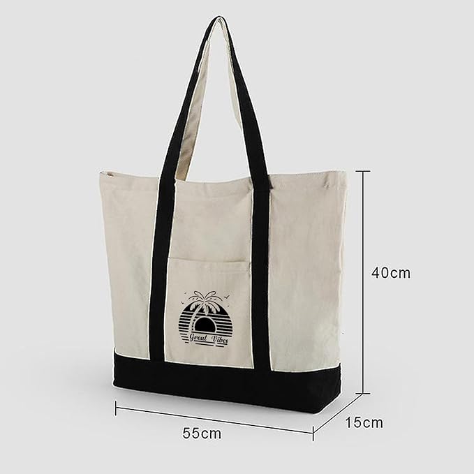  A fashionable tote bag showcasing a bold black and white logo, suitable for various occasions and practical use.
