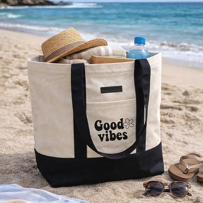 Beach Tote Bags (Good Vibes)