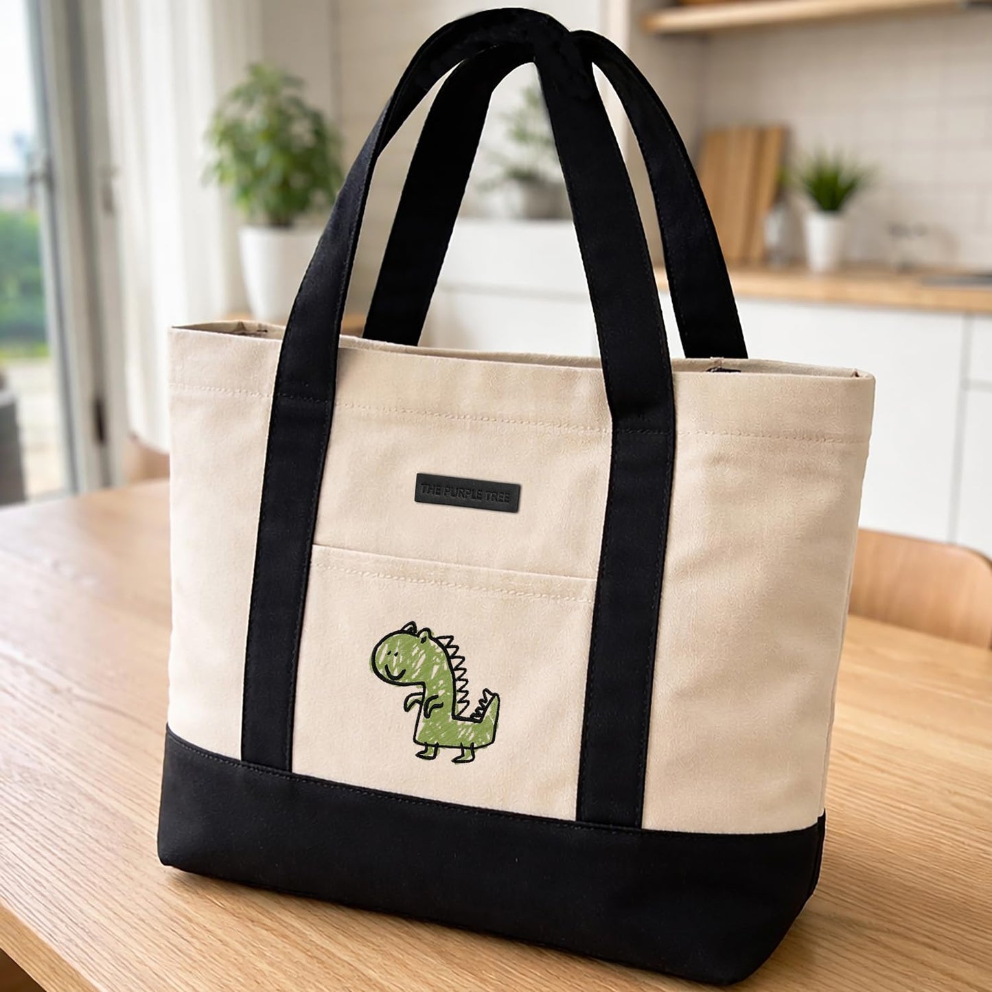 Beach Tote Bag (Crayon Dinosaur)