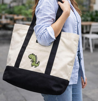 Beach Tote Bag (Crayon Dinosaur)