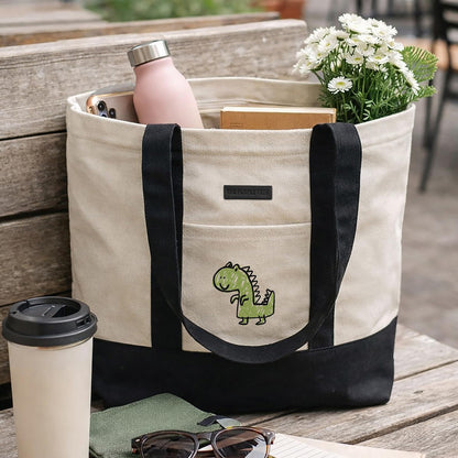 Beach Tote Bag (Crayon Dinosaur)