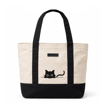 Beach Tote Bag (Peeking Cat)