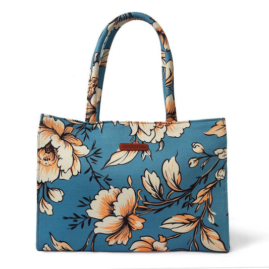 Floral Print Blue Box Bag