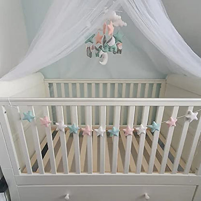  A handmade felt garland with stars, perfect for adding a touch of whimsy to your space.