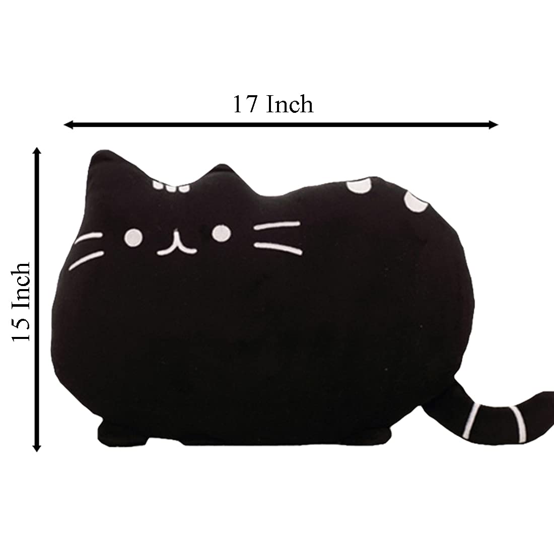Adorable black cat shaped pillow featuring white spots, a must-have for cat enthusiasts.