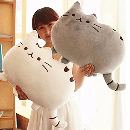 Adorable white cat pillow resting on a chair, a cozy addition to any room