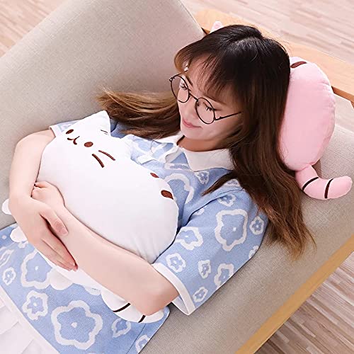 Cute cat-shaped pillow in white, adding charm to your seating area.