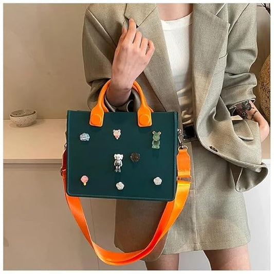 Customizable Color Block Tote Bag
