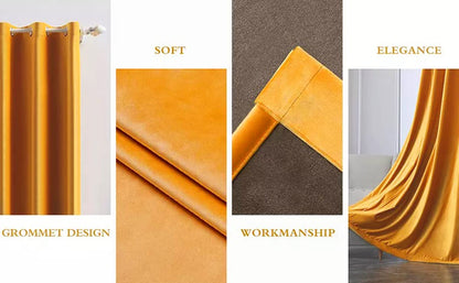 Sunny yellow curtain with hook.