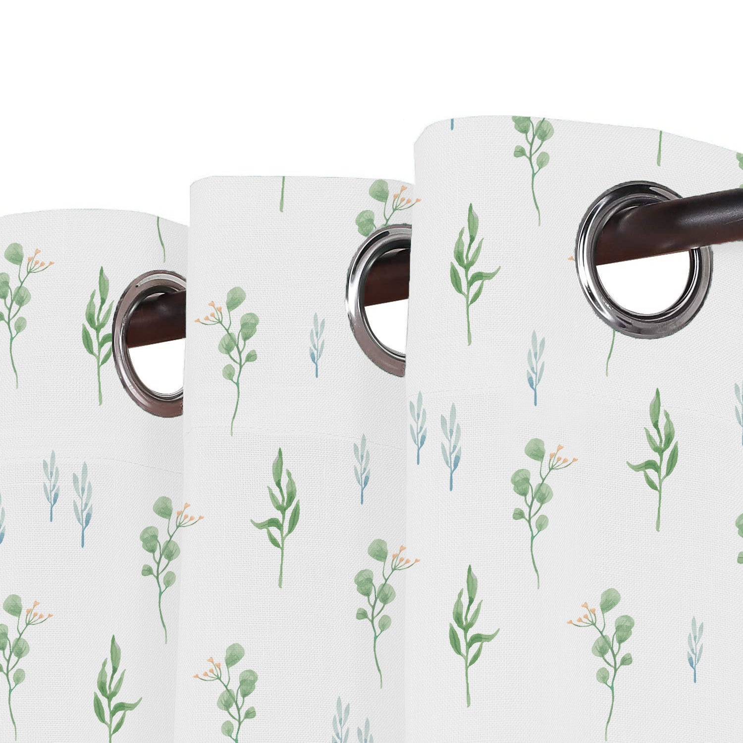 Green leaf and flower design curtain, bringing a fresh and vibrant look to your space.