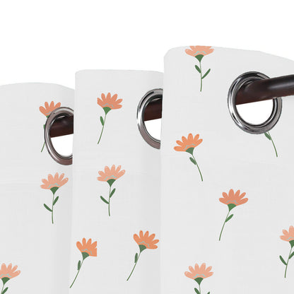 Stylish white curtain with eye-catching orange flowers, creating a cheerful atmosphere in any room.