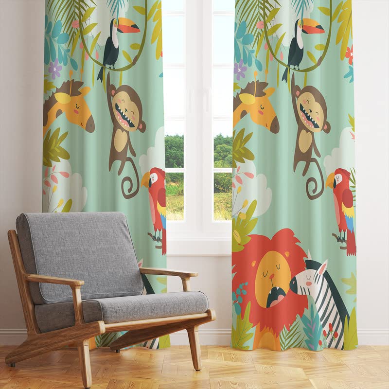 Fun Pattern Curtain Jungle Animals Kids Grommet Curtains – Wild & Fun – The Purple Tree