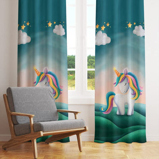 Magical Unicorn Printed Kids Grommet Curtains