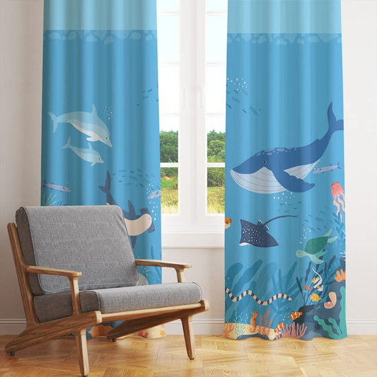 Underwater World Printed Kids Grommet Curtains
