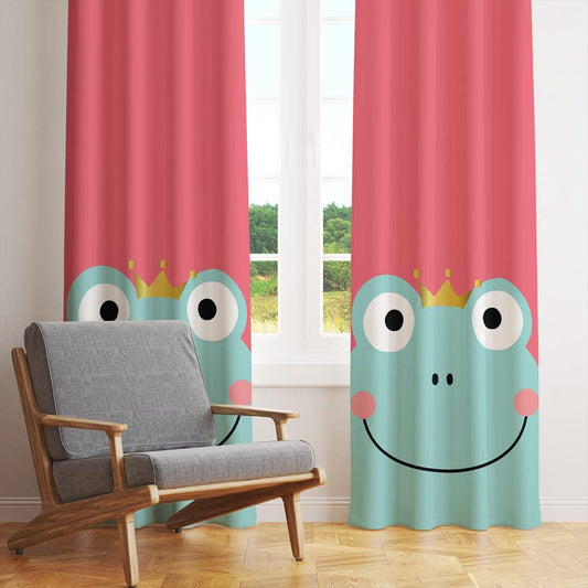 Frog Face Printed Kids Grommet Curtains