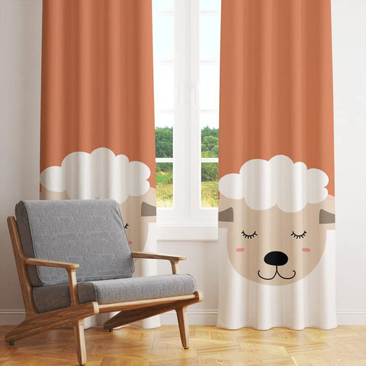 Sheep Face Printed Kids Door Curtains