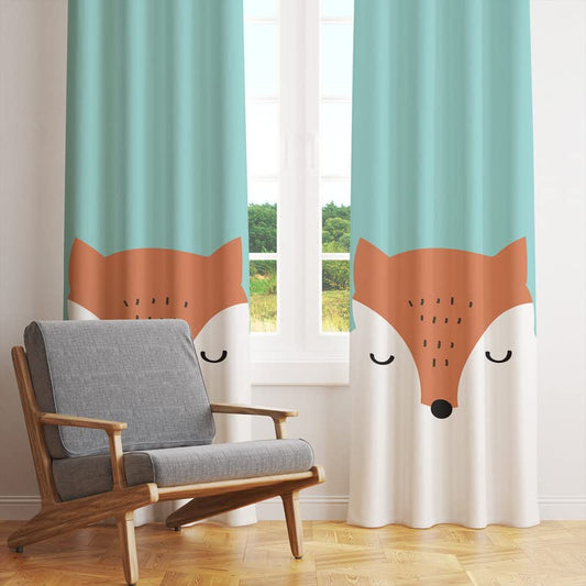 The Cunning Fox Printed Kids Room Curtains