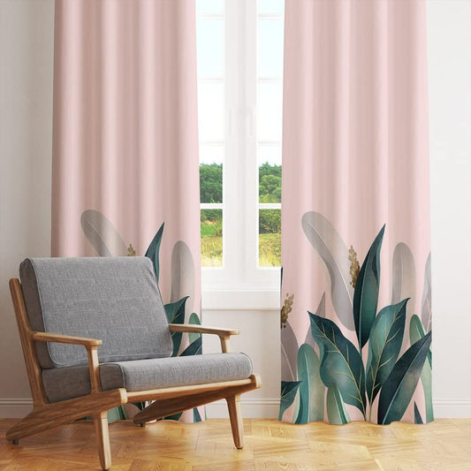 Big Leaf Printed Door Curtains