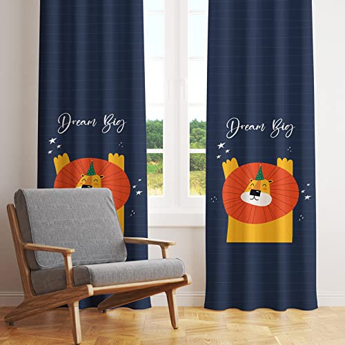 Dream Big Lion Printed Kids Curtains