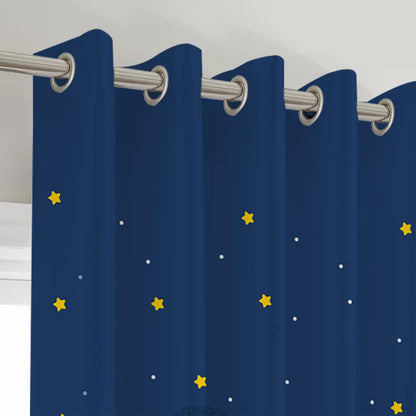 Baby Triceratops & Starry Night Premium Printed Velvet Curtains