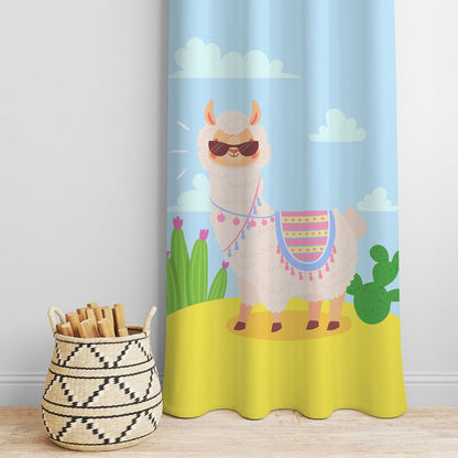 Cute Llama Premium Printed Velvet Curtains