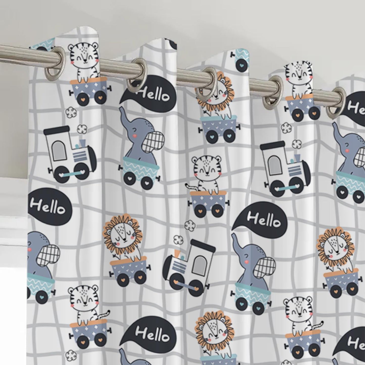 Cartoon Zoo Theme with Elephant, Lion & Tiger