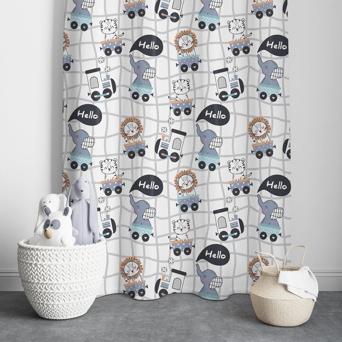 Cartoon Zoo Theme with Elephant, Lion & Tiger