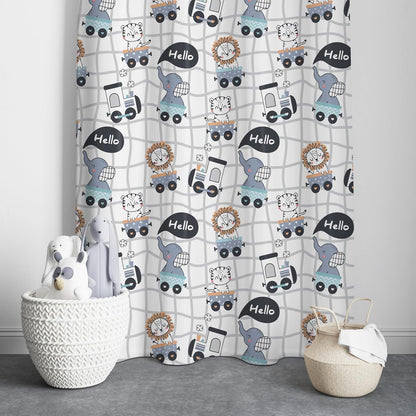 Cartoon Zoo Theme with Elephant, Lion & Tiger