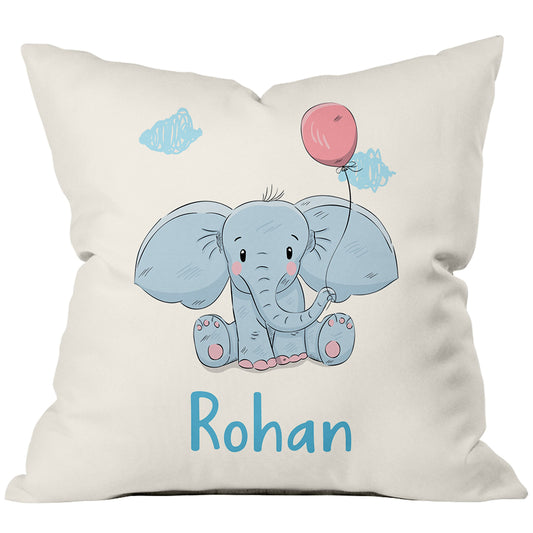 Elephant Print Name Customize Cushion for Kids and Babies