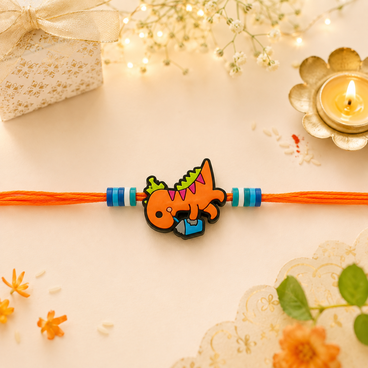 Orange Dino Rakhi