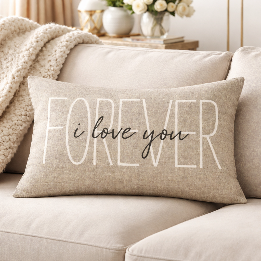 Canvas Love You Forever Pillow For Valentine'S Day