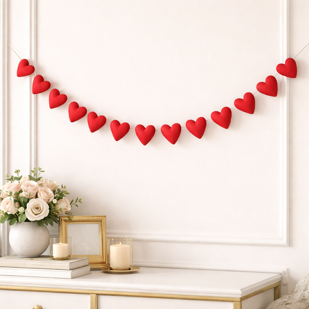 Red Heart Shape Bunting