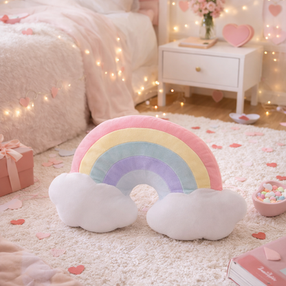 Cute Rainbow Cloud Shaped Velvet Fluffy Cushion