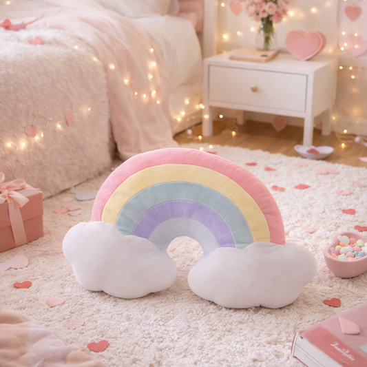Cute Rainbow Cloud Shaped Velvet Fluffy Cushion