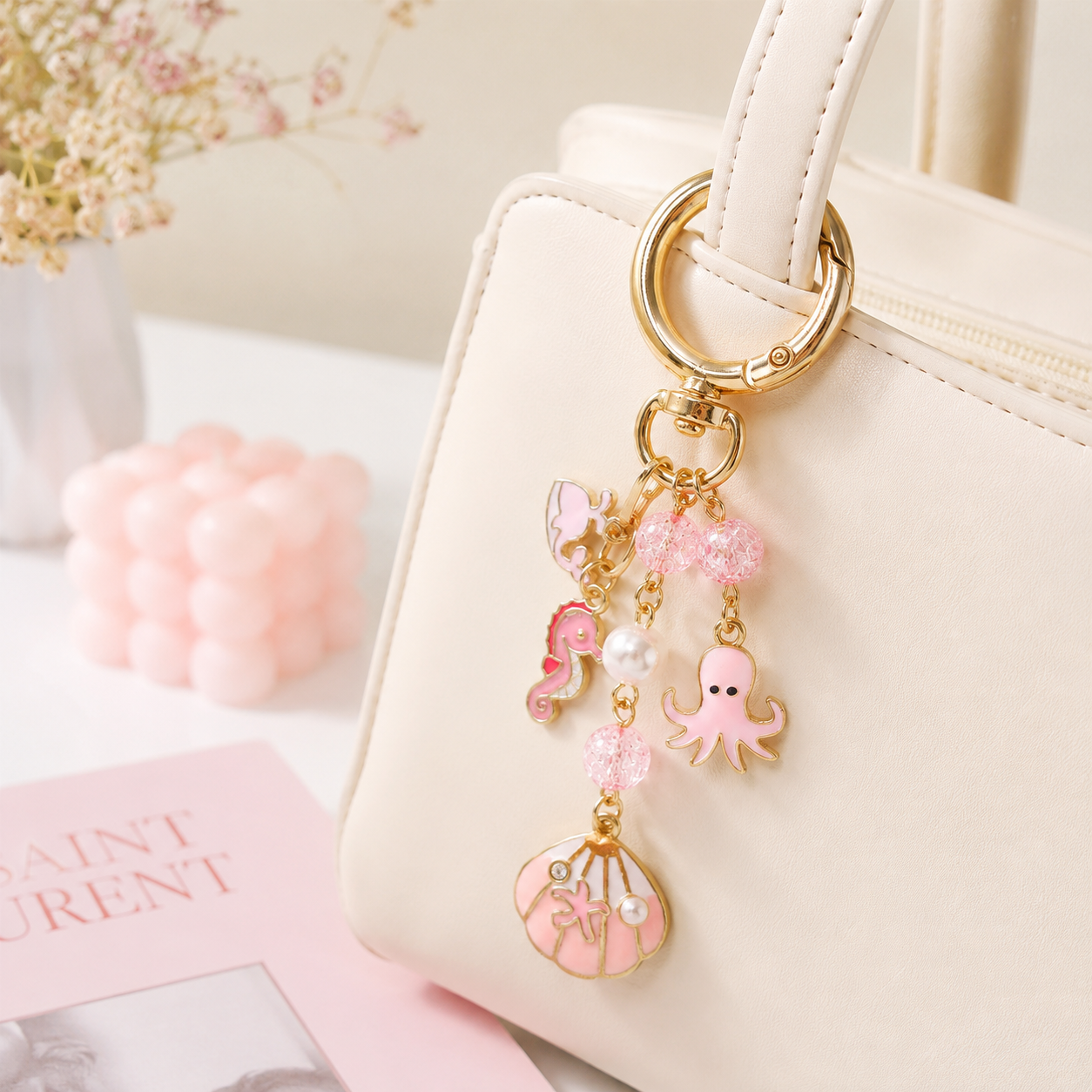 Pink Sea Treasures Bag Charm Keychain