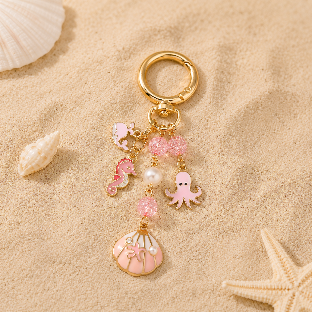 Pink Sea Treasures Bag Charm Keychain