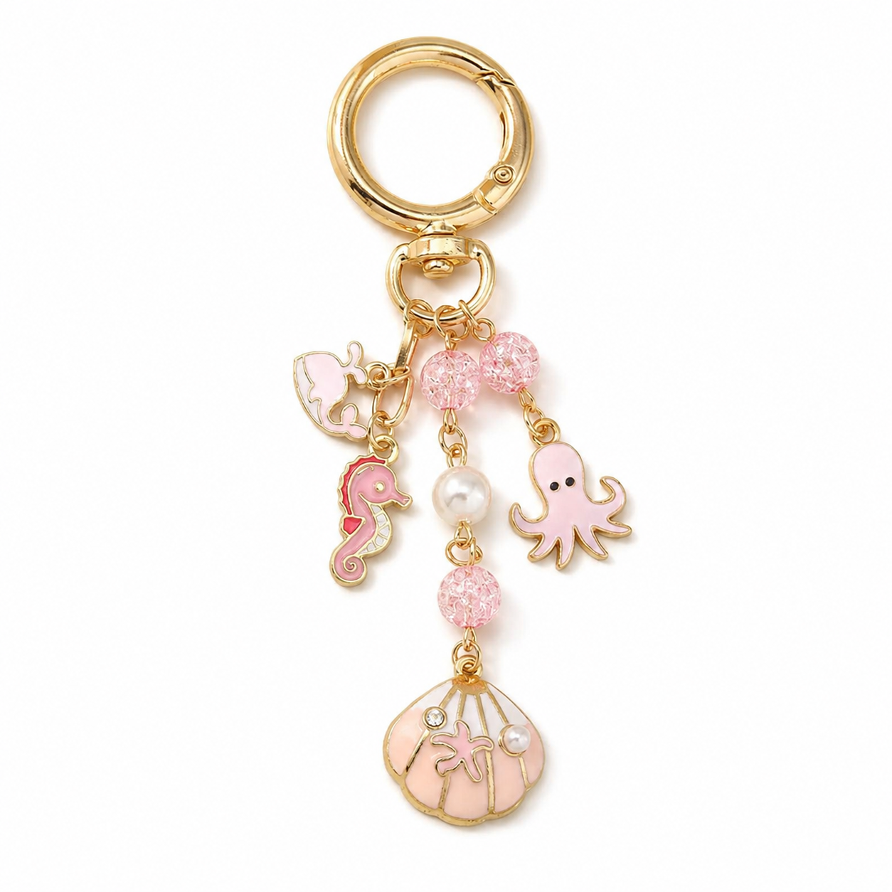 Pink Sea Treasures Bag Charm Keychain
