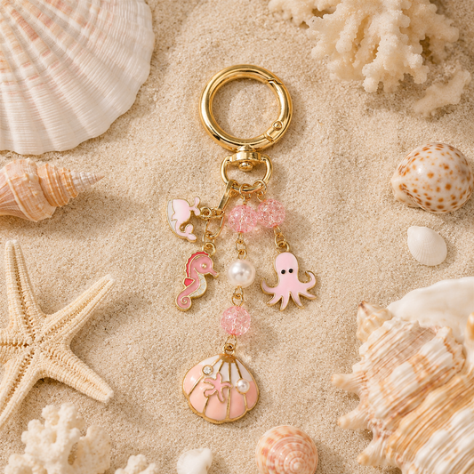 Pink Sea Treasures Bag Charm Keychain