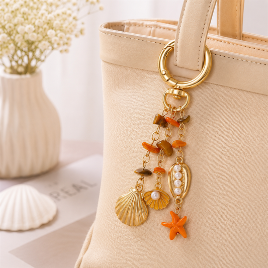 Coastal Seashell Bag Charm Keychain
