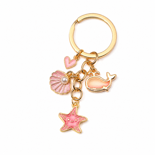 Pink Dolphin Ocean Bag Charm Keychain