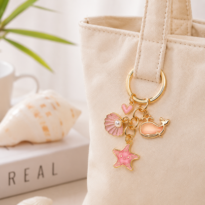 Pink Dolphin Ocean Bag Charm Keychain
