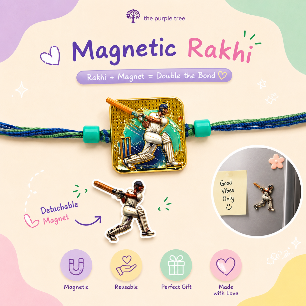 Magnetic Cricket Rakhi