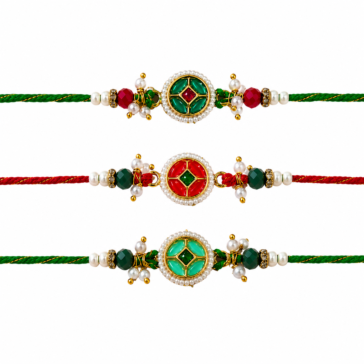 Kundan Rakhis - Set of 3