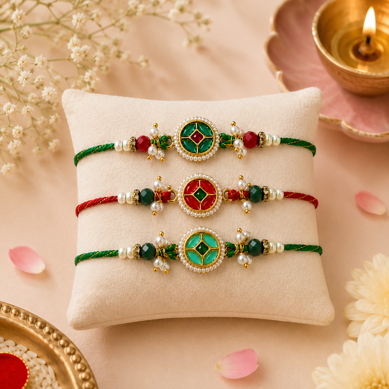 Kundan Rakhis - Set of 3