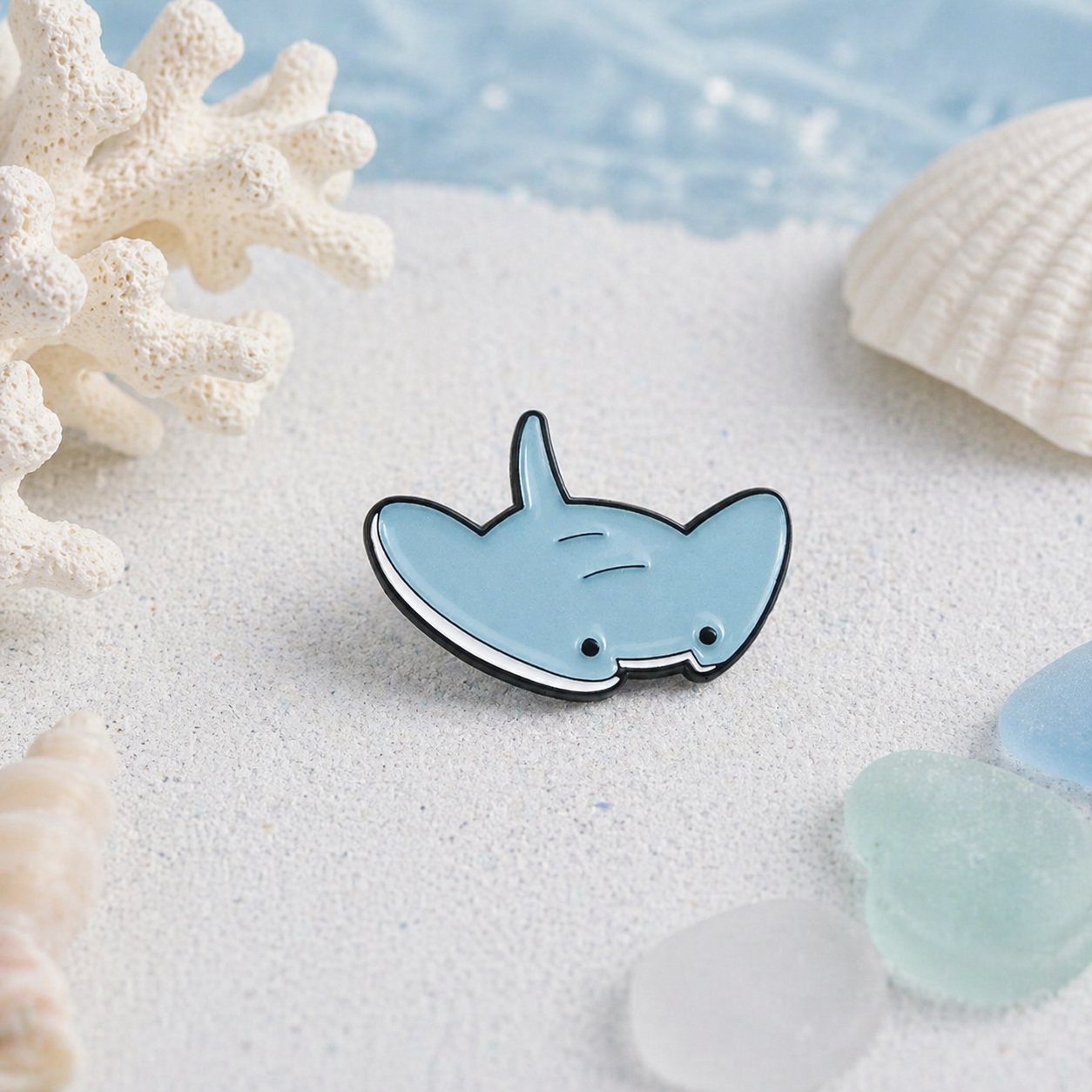 Manta Ray Enamel Pin