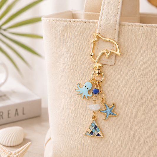Blue Ocean Bag Charm Keychain