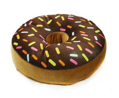  Irresistible treat: chocolate donut with white and brown swirl.