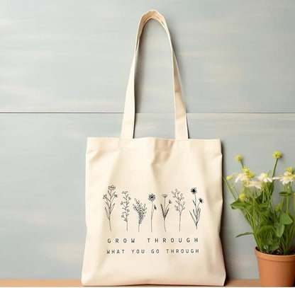 Floral Print Cotton Tote Bags 