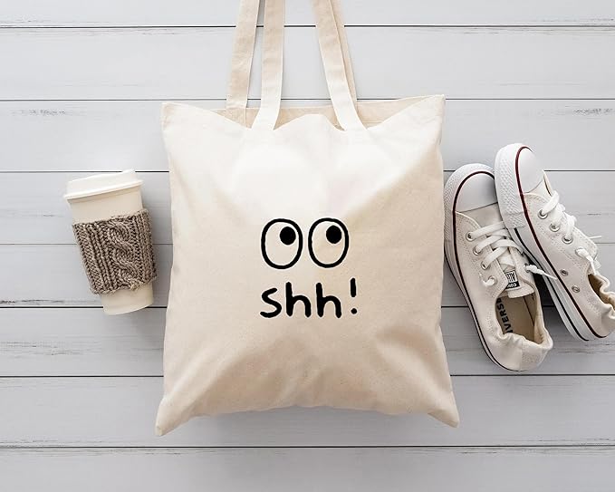 Rolling eye print on cotton duck tote bag